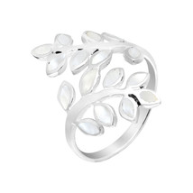 Peaceful Olive Branch Sterling Silver White Mother of  Pearl Inlay Wrap Ring - 7 - £13.59 GBP