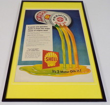 1958 Shell X-100 Motor Oil Framed 11x17 ORIGINAL Vintage Advertising Poster - $69.29