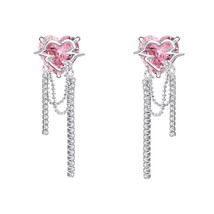 AAA Zircon Pink Heart Earrings For Women Jewelry Luxury Design High Quality Bras - £21.75 GBP