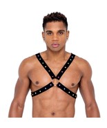 Rainbow Studded Harness O Rings Spiked Elastic Straps Stretch Pride Blac... - £23.38 GBP