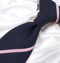 NEW Thomas Pink 100% Silk Neck Tie Blue Pink Stripes Made In England 2.5... - £36.88 GBP