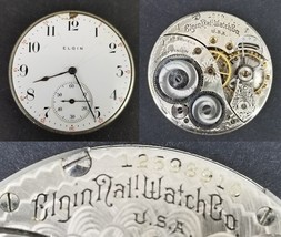 Elgin Natl Watch Co. pocket watch movement face hands 12s 17j 1907 - $41.14 CAD