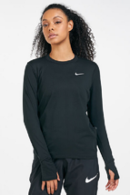 NIKE DRI-FIT  WOMEN&#39;S ELEMENT RUNNING SHIRT # CU3277-010 BLACK NEW - $29.95