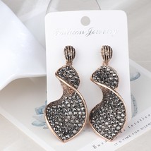 Bohemian Drop Earrings For Women Antique Gold Big Geometric Fashion Female Gray  - £6.87 GBP