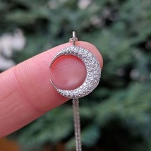 Pendentif croissant de lune diamant rond 0,30 ct en finition or blanc 14 carats - £87.55 GBP
