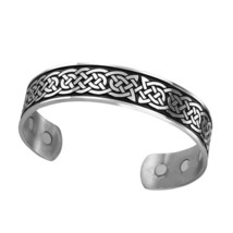 Norse Knotwork Viking Cuff Mens Womens Silver Stainless Steel Celtic Bracelet - £15.97 GBP