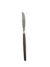 1x Ekco Eterna CANOE MUFFIN dinner Knife MCM Stainless Flatware Faux Woo... - $12.72
