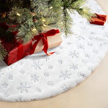 48 Inches Christmas Tree Skirt For Xmas Tree Holiday Party Decorations White Plu - £43.52 GBP