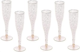 Toasting Flutes In Gold Glitter Plastic Classicware Glass Like Champagne For - £36.06 GBP