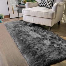  Dark Gray Carpet 2x5 Rug Runner Furry Shaggy Rug Machine Washable Faux Fur Rug  - £31.96 GBP