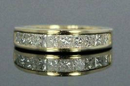 1.53 Ct Princess Cut Channel Diamond Wedding Band Solid 14K Yellow Gold Over - £75.16 GBP