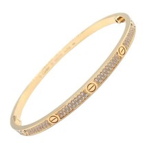 Cartier 18k Yellow Gold Love Pave Diamond Small Bangle Bracelet Size 18 ... - £19,184.54 GBP