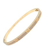 Cartier 18k Yellow Gold Love Pave Diamond Small Bangle Bracelet Size 18 ... - £19,127.99 GBP