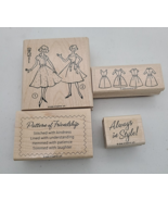 Stampin Up Pattern of Friendship set 4 WOOD Rubber Stamps 2006 Rare Mid ... - $773.53 MXN