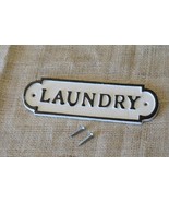CAST IRON LAUNDRY Room Sign Style Cast Iron Door White &amp; Black Decor - $14.99