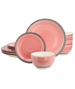 Gibson Home Holcomb 12 Piece Ceramic Dinnerware Set in Pink - $131.65 CAD
