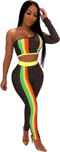 2 PCS Printed Crop Tops and Sexy Pants Set - $60.19