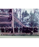 Original Signed Vintage Color Photo Bearded Amish Group Erecting Structu... - $133.19 CAD