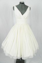 V Neck Ivory Chiffon Homecoming Dress Knee Length Women Party Dress - $89.90