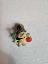 Vintage Pinback Pin Halloween Teddy Bear Trick or Treating Witch - $11.76