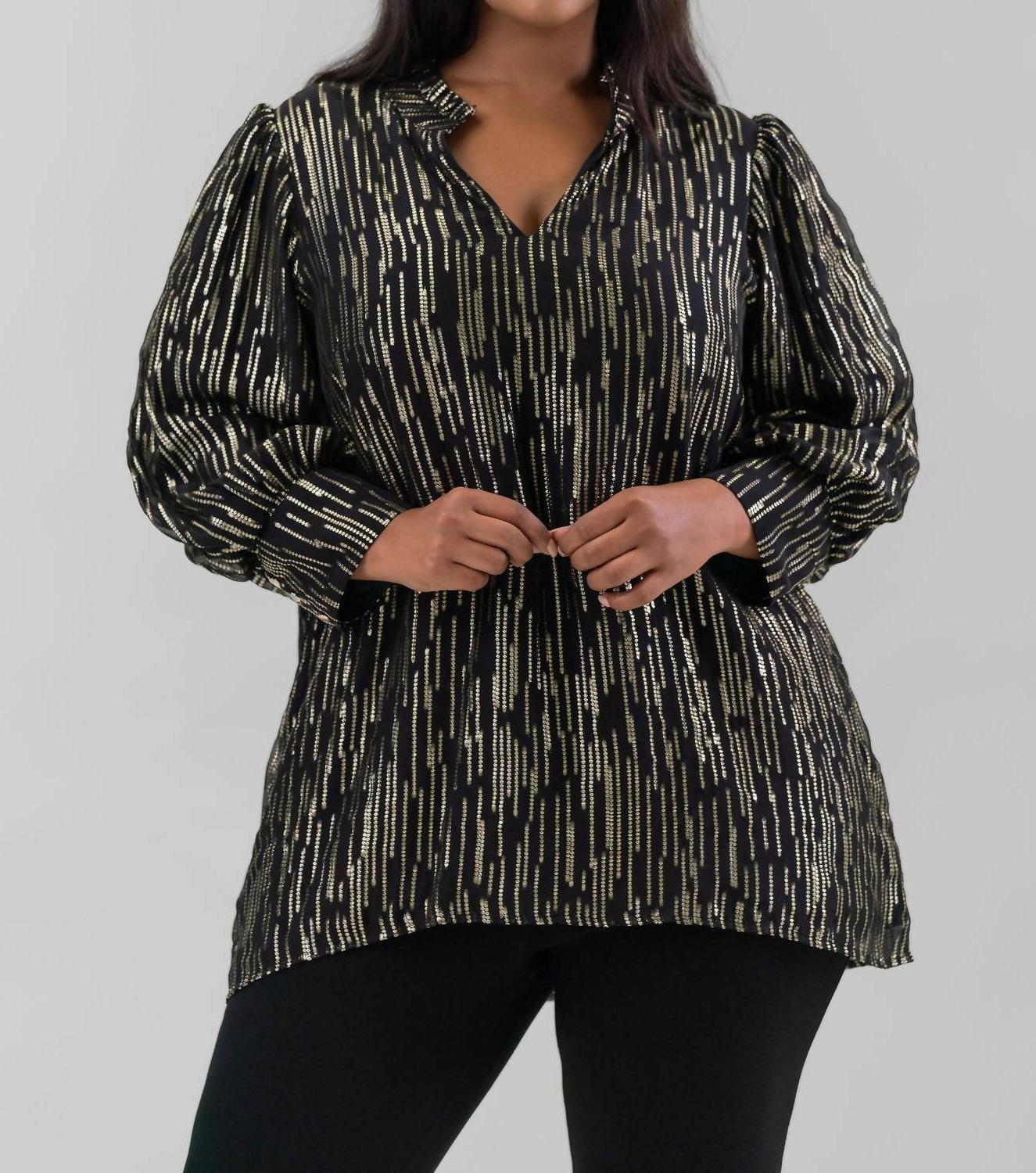 Emily Lovelock Hailey Lurex Blouse - Plus Size 1X - $94.05