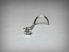 2.5mm Corte Redondo Diamante Solitario Nariz Tuerca Anillo Piercing 14K ... - $25.54