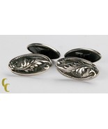 Men&#39;s Sterling Silver Cufflinks w/ Delicate Leaf Designs Nice Toning - $273.88 CAD