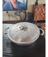 Everlast Forged Hammered Aluminum Serving Bowl W Lid &amp; Handles Floral De... - $12.55