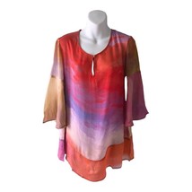 Anthropologie BL-NK Carmel Tie - Dye Blouse 1/2 Sleeve Size S Blank Bl^Nk Nwot - £41.73 GBP