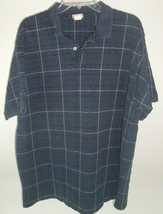 Vtg Shirt L L Bean Plaid Polo XL Blue textured Cotton Short sleeve USA Made - £15.57 GBP