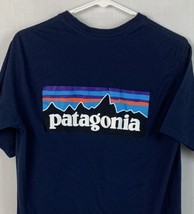 Patagonia T Shirt Pocket Tee Logo Short Sleeve Logo Crew Navy Blue Men’s Small - £15.92 GBP