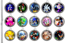 15 Sonic the Hedgehog Silver Flat Bottle Cap Necklaces Set #2 - £12.78 GBP