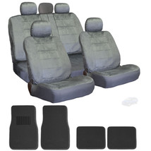 FOR MAZDA PREMIUM GRADE GREY VELOUR FABRIC CAR SEAT COVERS AND MATS SET - $63.81