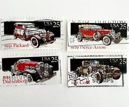 Automobile Stamps Lot Of 4 Mixed Classic Antique Cars Used Vintage 80s - $12.99