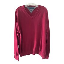 Tommy Hilfiger Men’s XXL V-Neck Sweater Red Cotton Pullover - $20.70