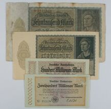 1922-1923 Germany 4-Notes Currency Set // Weimar Republic &amp; German Railroad - $49.50