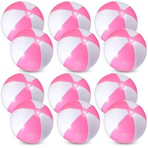 12 Pcs 16&#39;&#39; Pink And White Beach Ball Pvc Inflatable Ball Bulk Blow Up P... - £43.25 GBP