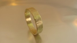 Wedding ring. 14k solid yellow gold wedding ring for men. Handmade ring with uni - £609.53 GBP