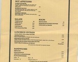 Rhode Island Inn Plantation Room Lunch Menu &amp; Brunch Menu Warwick 1970&#39;s - $31.66