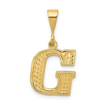 14K Yellow Gold Initial G Charm Letter Pendant Jewelry - £79.02 GBP