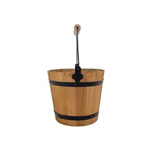 Ashland Natural Black Metal Bands Wooden Bucket Home Decor6.75" - $56.42