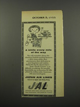 1955 JAL Japan Air Lines Ad - A smile every mile of the way - £14.55 GBP