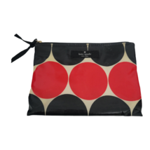 Kate Spade Coated Canvas Zipper Change Purse Pouch Red Black Polka Dots 6&quot; x 5&quot; - £12.36 GBP