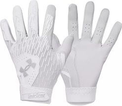 Under Armour UA Clean Up Batting Gloves Youth Medium White Gray Boys - $22.19