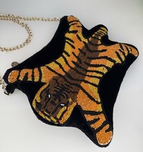 RARE Betsey Johnson Kitsch Gimme Some Skin Beaded Velvet Tiger Skin Rug Bag - $2,095.13 MXN