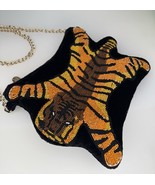RARE Betsey Johnson Kitsch Gimme Some Skin Beaded Velvet Tiger Skin Rug Bag - $2,095.13 MXN