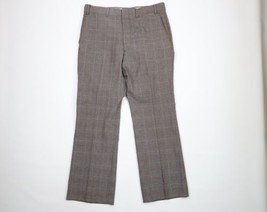 Vtg 70s Streetwear Mens 36x32 Knit Wide Leg Bell Bottoms Chino Pants Plaid USA - £93.41 GBP