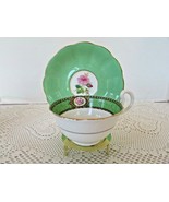 COURT TEACUP &amp; MATCHING SAUCER ENGLAND #7391 GREEN WILLIAM LOWE LONGSTON - $351.36 MXN