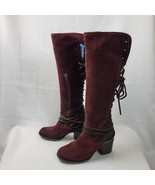 FREEBIRD Coal Suede Leather Lace Up Back Zip Tall Boots Women’s 7 Burgundy - $203.09 CAD