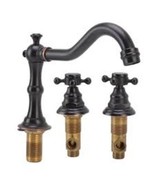 Black Rubbed Bronze &amp; Brass Bathroom Faucet 3-Piece Wide-set Basin Pop-U... - $80.70